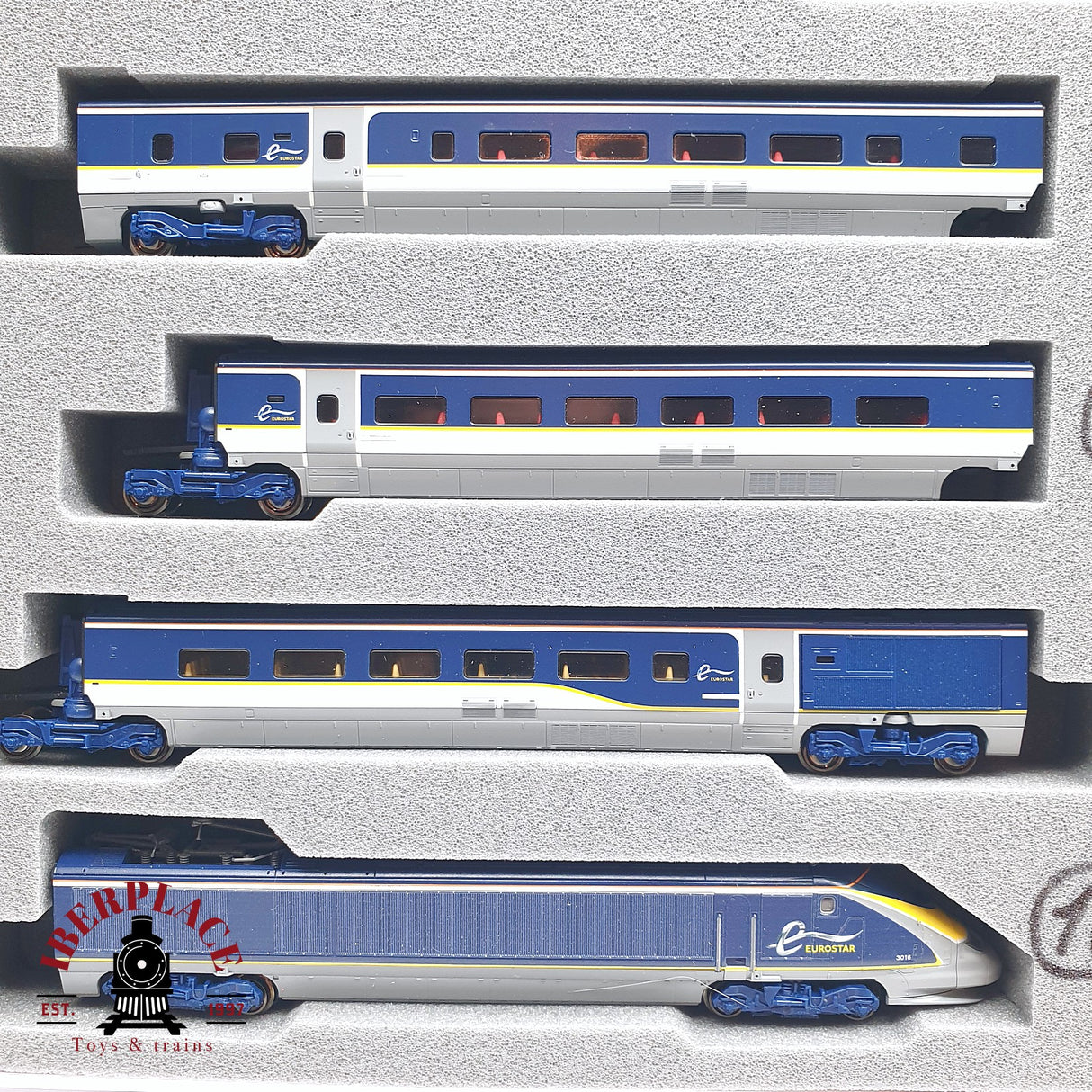 ♻️ Segunda mano - 3x KATO 10-1297 / 1298 Unidad eléctrica de tren EUROSTAR e300 composición 16 Teiligs N escala 1:160