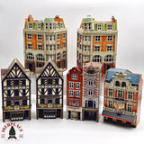 ♻️ 2da mano -  6x Edificios esquineros, edificios con bajos comerciales de cartón H0 escala 1:87 A11
