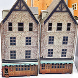 ♻️ 2da mano -  6x Edificios esquineros, edificios con bajos comerciales de cartón H0 escala 1:87 A11