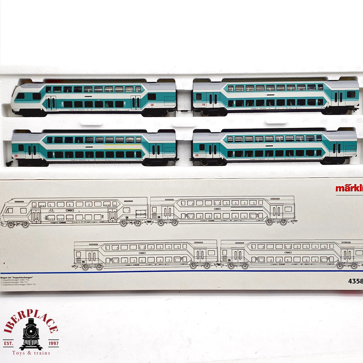 ♻️ 2da mano - Märklin 43580 set de vagones de doble piso DB H0 escala 1:87 EH011