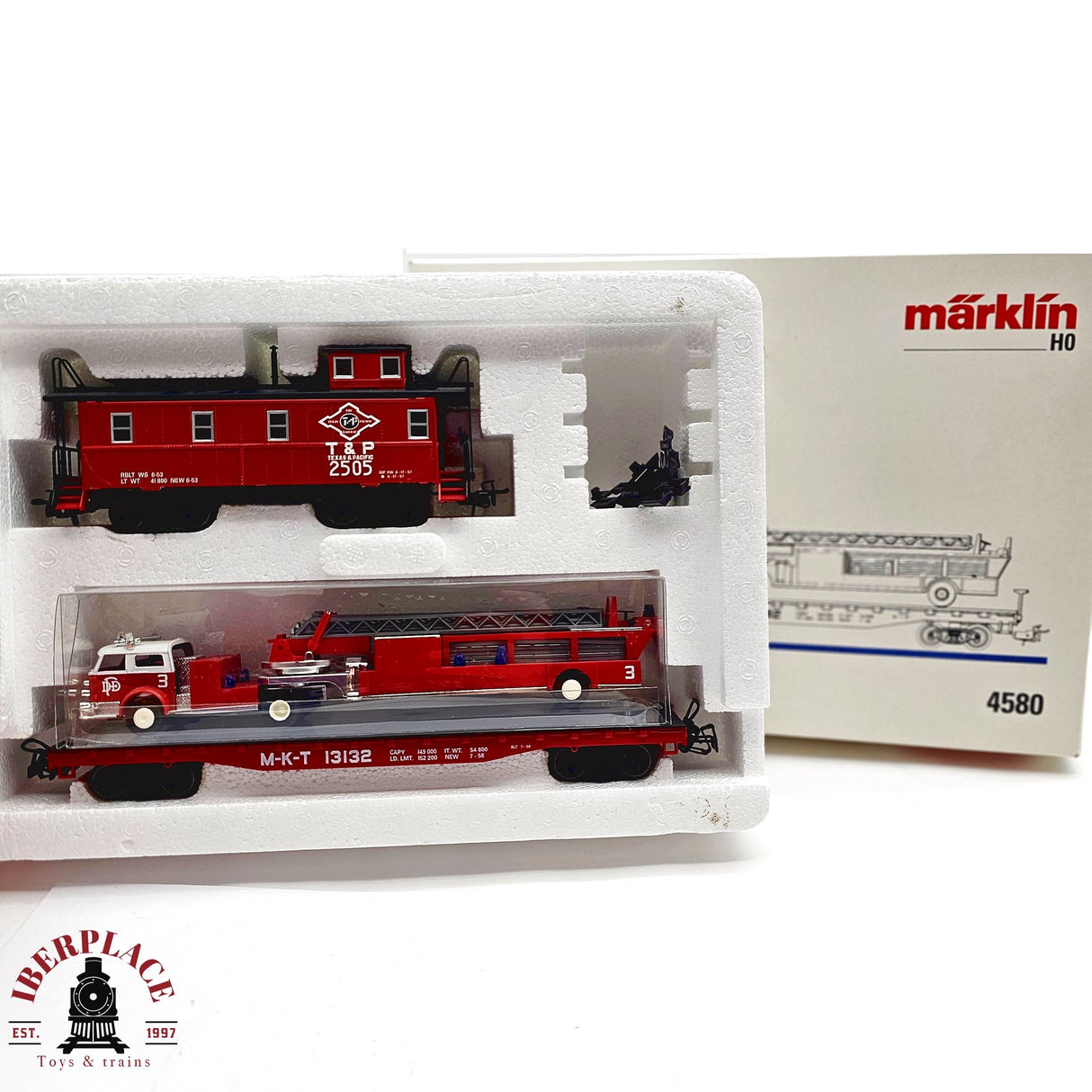 ♻️ 2da mano - Märklin 4580 Set vagones Texas con camión de bomberos H0 escala 1:87 EH011