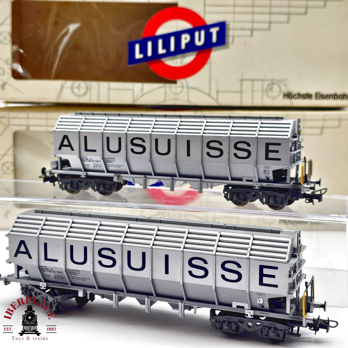 ♻️ 2da mano - DC Liliput 2x vagones Alusuisse SBB CFF  H0 escala 1:87 EH011