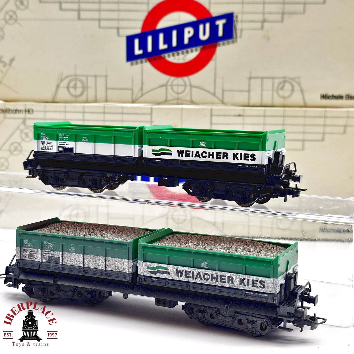 ♻️ 2da mano - DC Liliput 2x vagones Weiacher Kies SBB CFF H0 escala 1:87 EH011