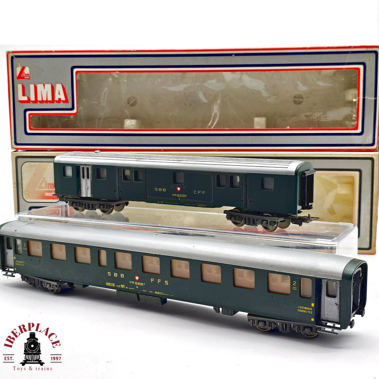 ♻️ 2da mano -  DC Lima 2x vagones pasajero y equipajes SBB H0 escala 1:87 EH011