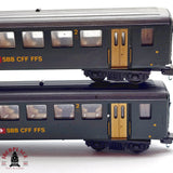 ♻️ 2da mano -  DC Lima 2x vagones pasajero clase 2 SBB H0 escala 1:87 EH011