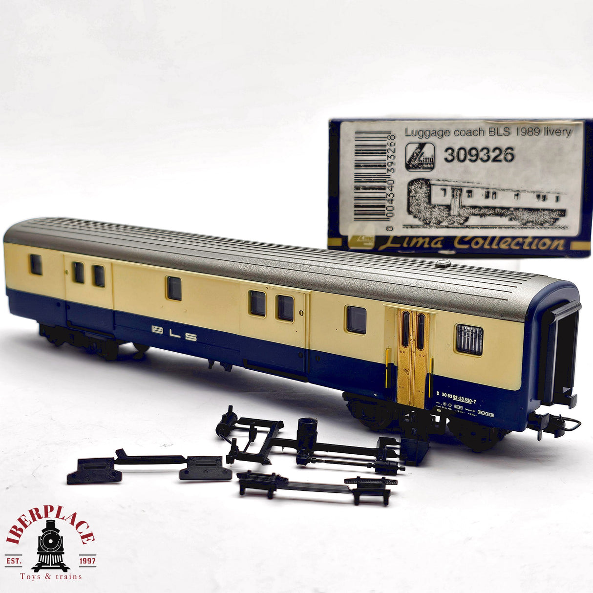 ♻️ 2da mano - DC Lima 309326 vagón equipajes BLS Livery 1989 H0 escala 1:87 EH011