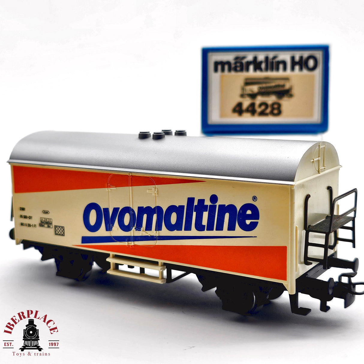 ♻️ 2da mano -  AC Märklin 4428 vagón cerrado Ovomaltine SBB H0 escala 1:87 EH011