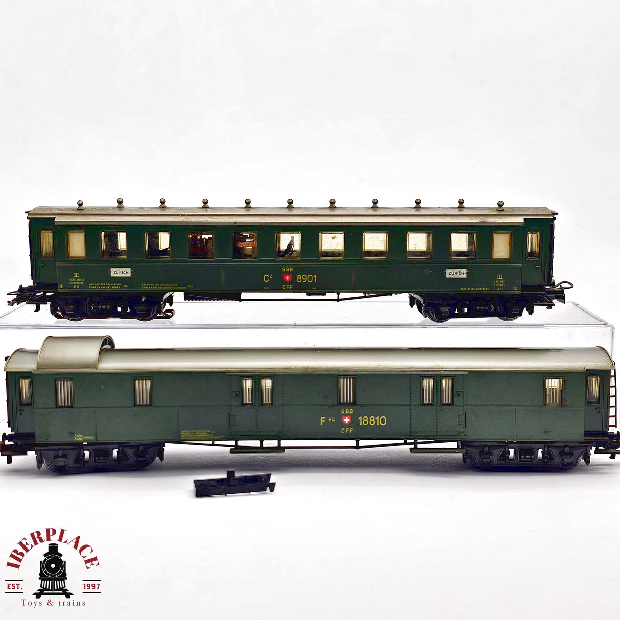 ♻️ 2da mano - AC 2x Märklin vagones pasajeros y equipaje SBB H0 escala 1:87 EH011