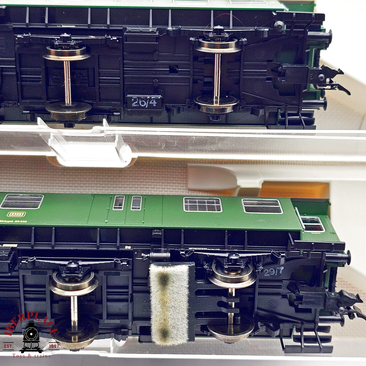 ♻️ 2da mano -  DC Fleischmann 4x vagones pasajeros y equipajes clases 1-2 H0 escala 1:87 E12