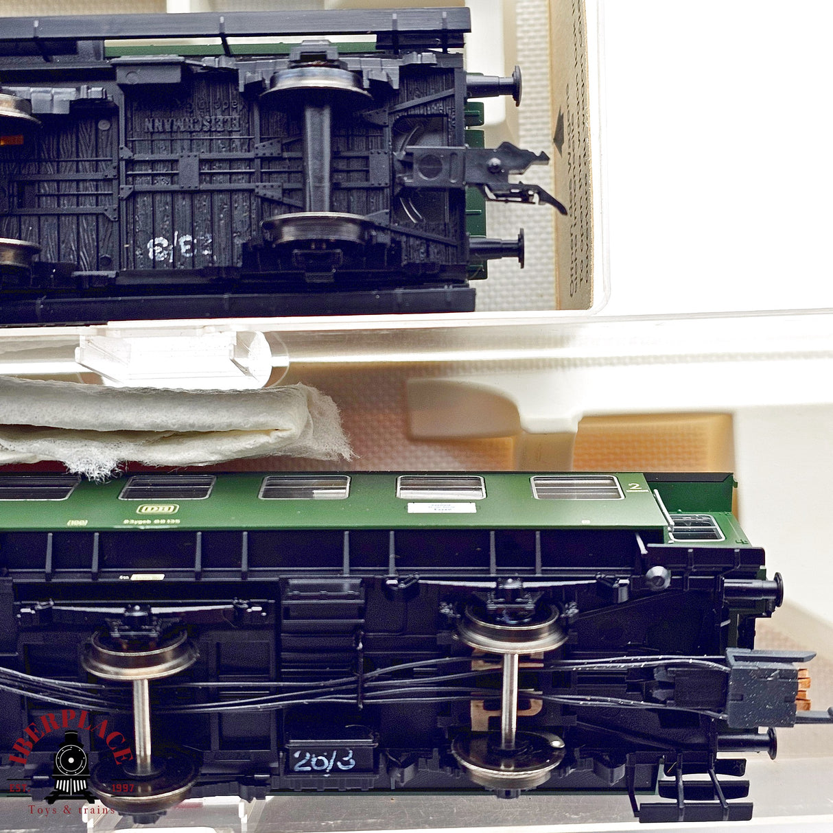 ♻️ 2da mano -  DC Fleischmann 4x vagones pasajeros y equipajes clases 1-2 H0 escala 1:87 E12