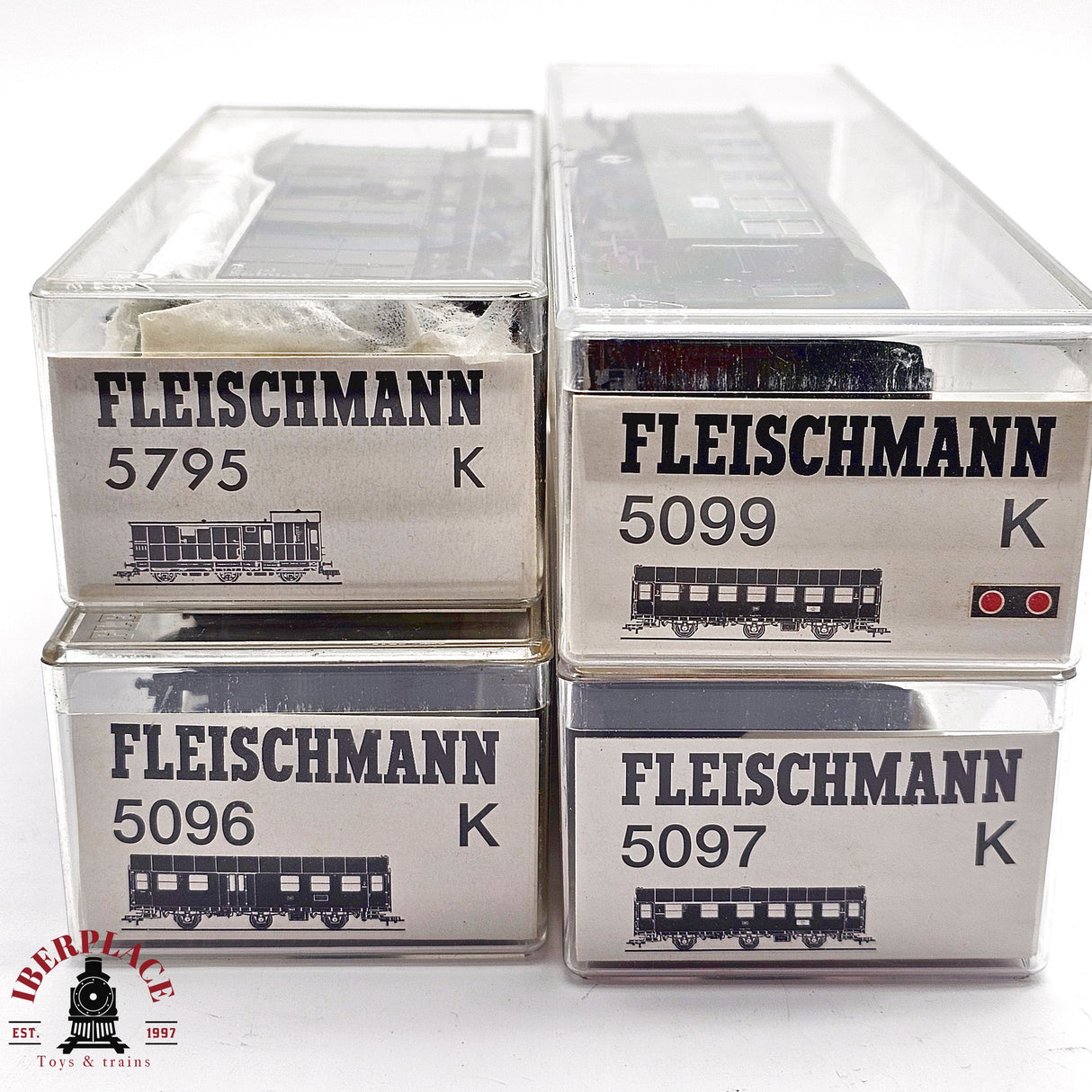 ♻️ 2da mano -  DC Fleischmann 4x vagones pasajeros y equipajes clases 1-2 H0 escala 1:87 E12