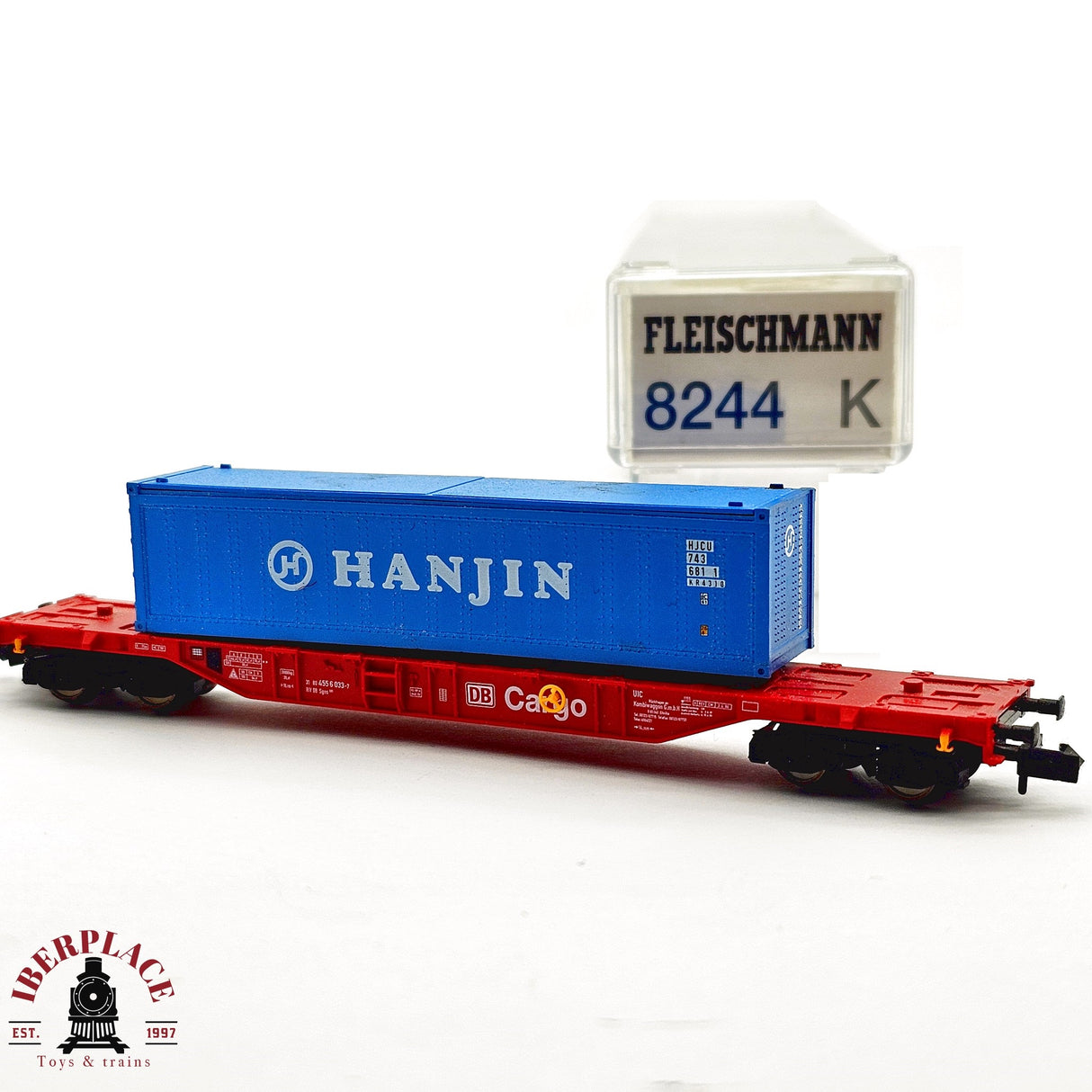 ♻️ 2da mano - Fleischmann 8344K vagón contenedor Cargo DB Hanjin N escala 1:160 E13