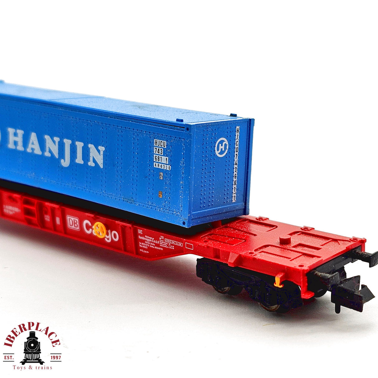 ♻️ 2da mano - Fleischmann 8344K vagón contenedor Cargo DB Hanjin N escala 1:160 E13