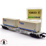 ♻️ 2da mano - Minitrix 13823K vagón contenedores Stückfracht Partiefracht DB N escala 1:160 E13