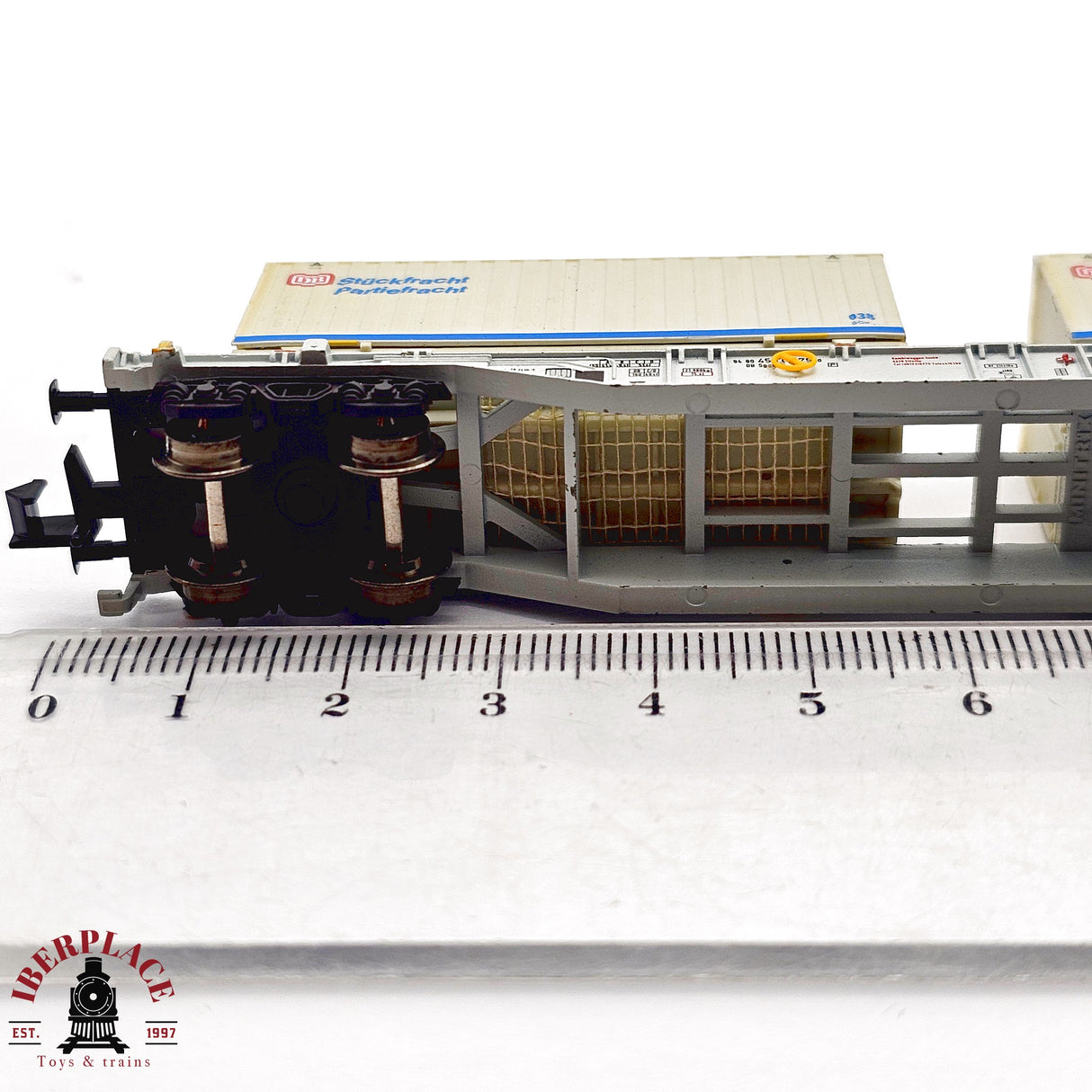 ♻️ 2da mano - Minitrix 13823K vagón contenedores Stückfracht Partiefracht DB N escala 1:160 E13