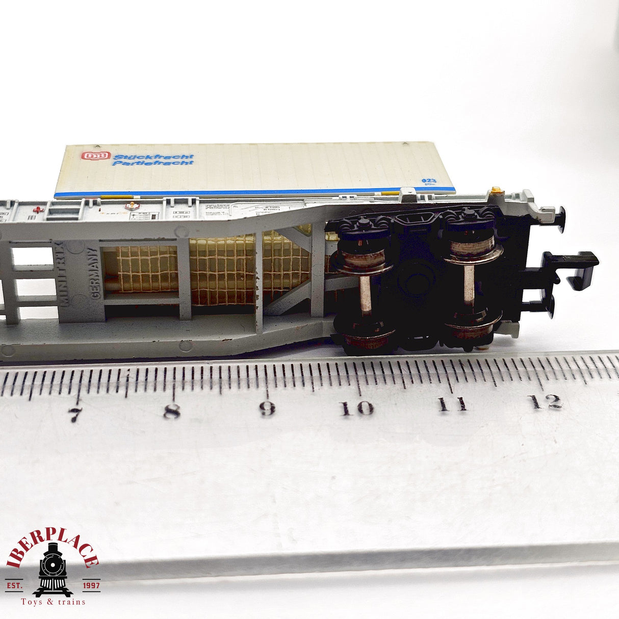 ♻️ 2da mano - Minitrix 13823K vagón contenedores Stückfracht Partiefracht DB N escala 1:160 E13