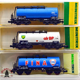 ♻️ 2da mano - Minitrix 3x vagones cisterna Fina Air BP Aral N escala 1:160 E13x