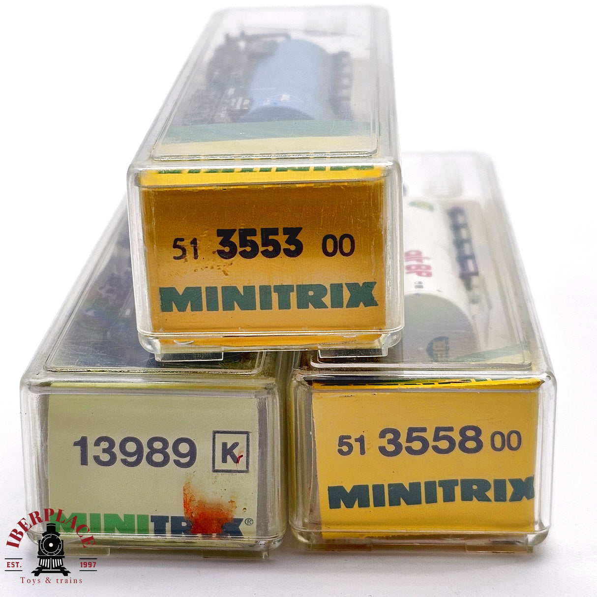 ♻️ 2da mano - Minitrix 3x vagones cisterna Fina Air BP Aral N escala 1:160 E13x