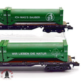 ♻️ 2da mano - Minitrix 13854 vagones plataforma contenedores DB N escala 1:160 E13