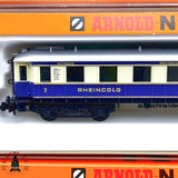 ♻️ 2da mano - Arnold 3x vagones pasajeros Rheingold Mitropa DRG N escala 1:160 E13