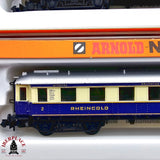 ♻️ 2da mano - Arnold 3x vagones pasajeros Rheingold Mitropa DRG N escala 1:160 E13