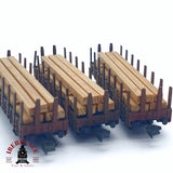 ♻️ 2da mano - 3x Roco vagones telero con maderas de carga DB N escala 1:160