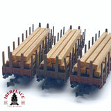 ♻️ 2da mano - 3x Roco vagones telero con maderas de carga DB N escala 1:160