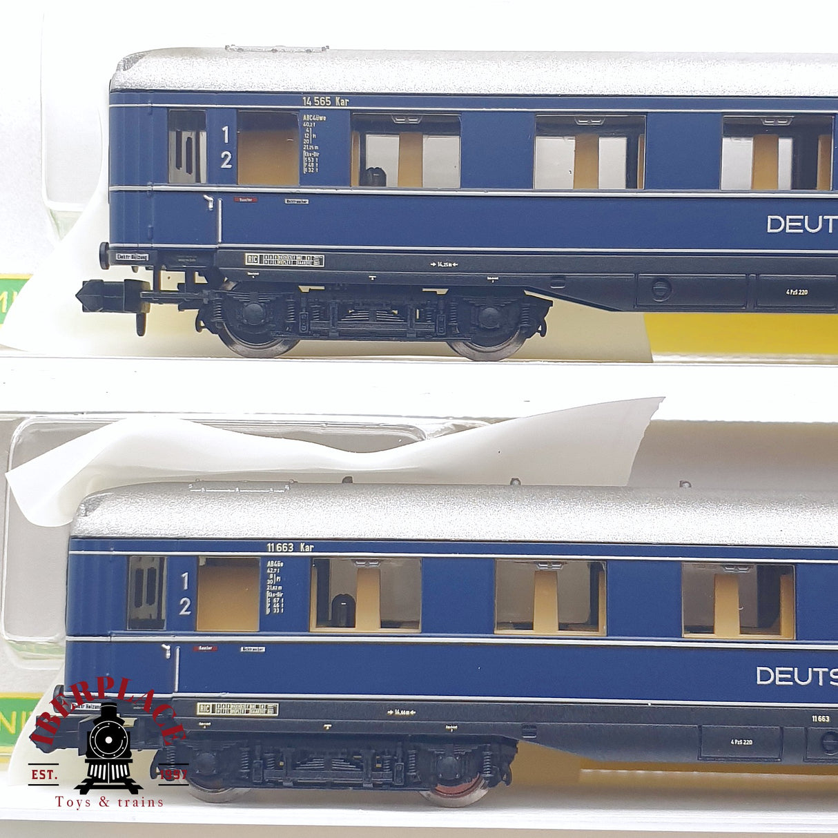 ♻️ 2da mano - 4x Minitrix 15739 vagones pasajero equipajes Rheingold 1952 Ep 3 N escala 1:160