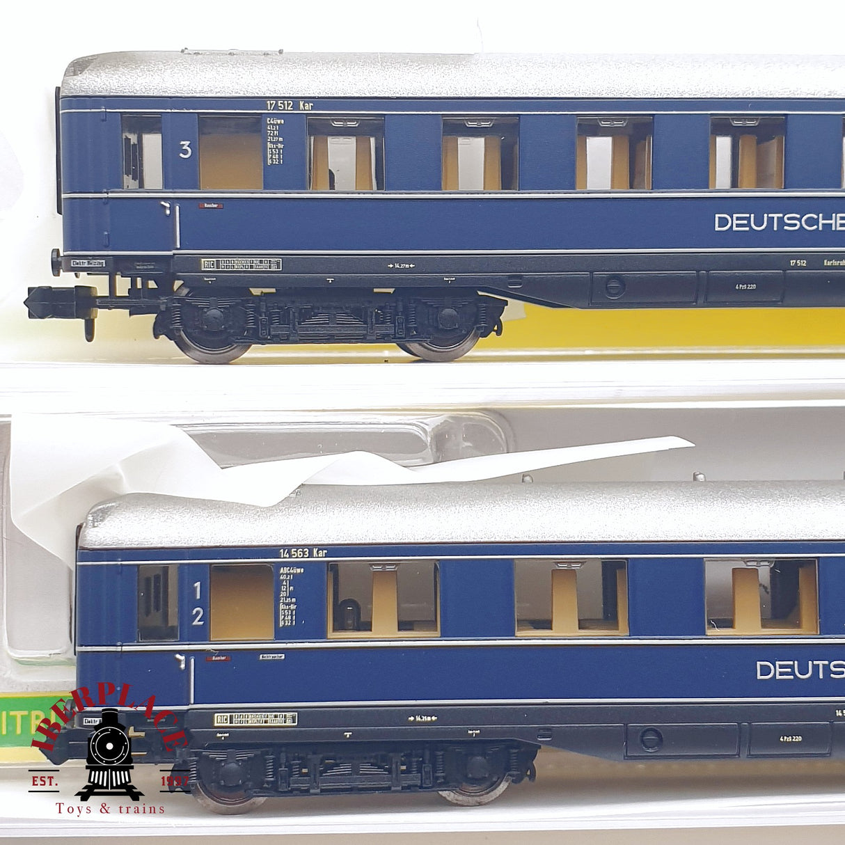 ♻️ 2da mano - 4x Minitrix 15739 vagones pasajero equipajes Rheingold 1952 Ep 3 N escala 1:160