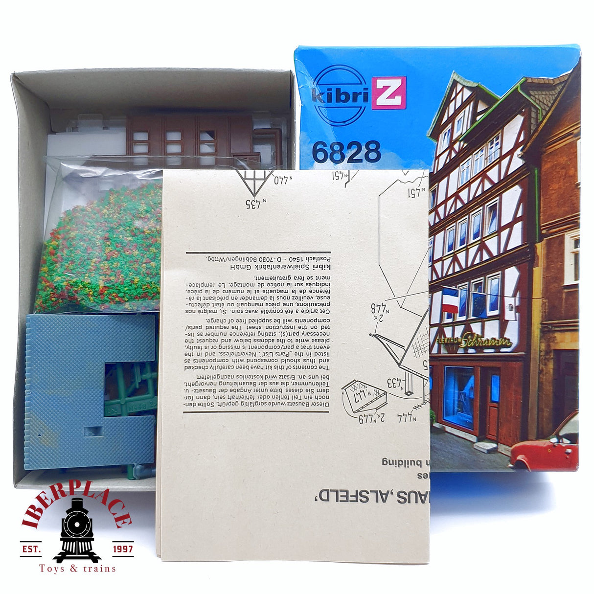 ♻️ 2da mano -  3x Kibri Plataforma de estación, edificios adosados con entramado de madera Z escala 1:220