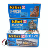 ♻️ 2da mano -  3x Kibri Plataforma de estación, edificios adosados con entramado de madera Z escala 1:220