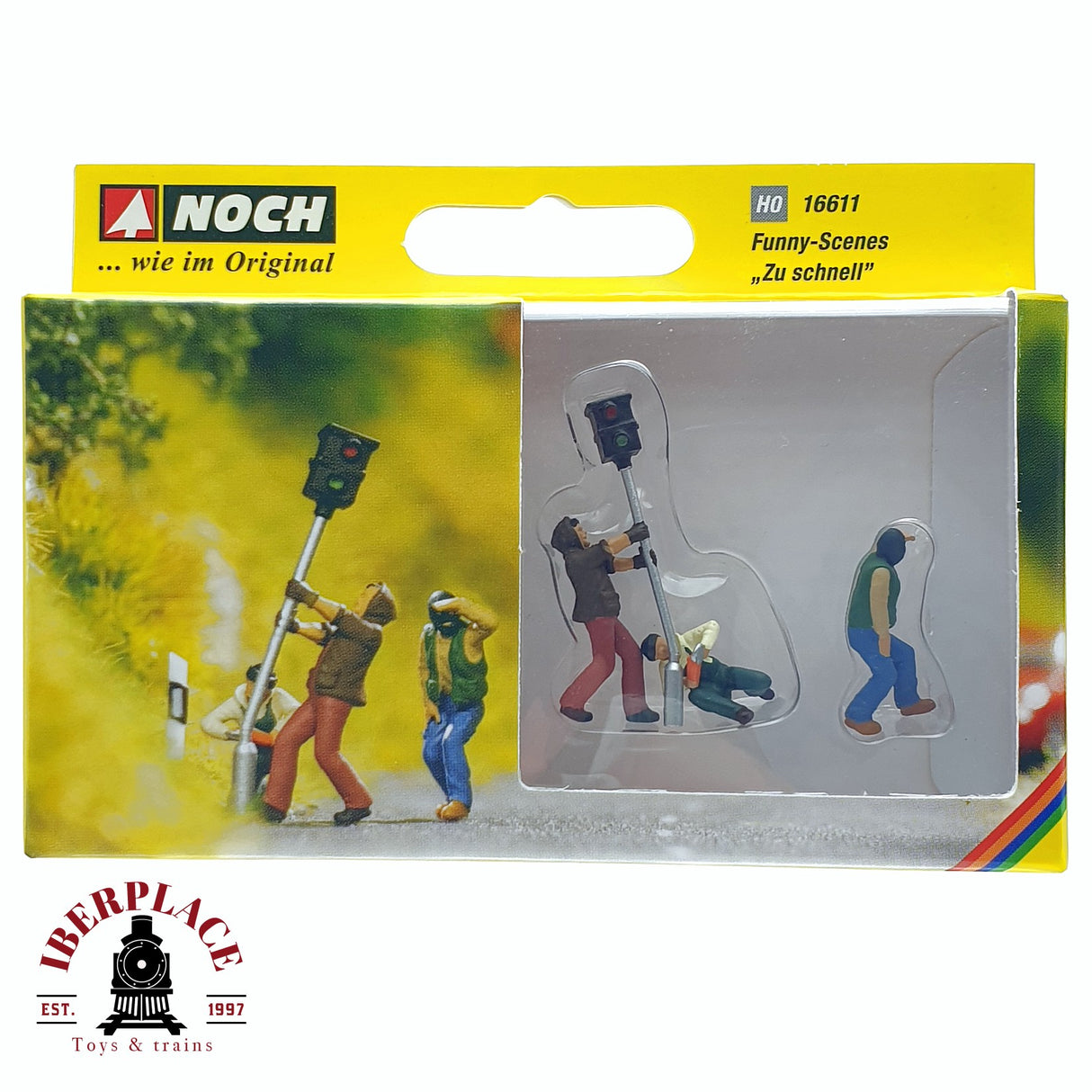 🆕 NOCH 16611 – Funny-Scenes «Demasiado rápido» (Zu schnell) – Figuras Spur H0 / Escala 1:87