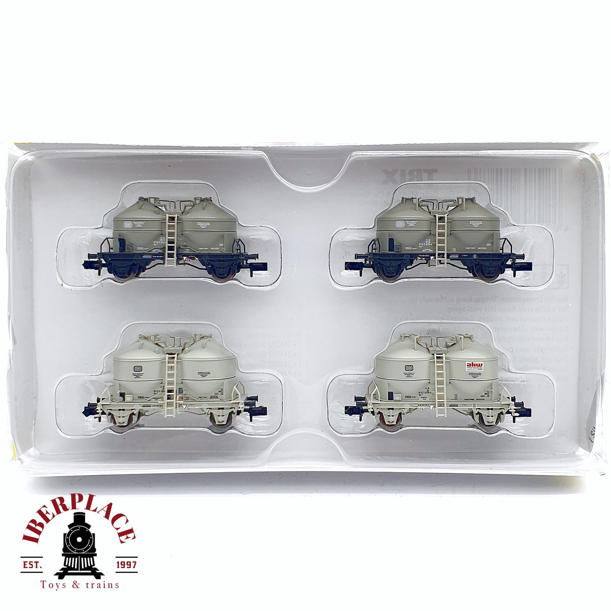 ♻️ 2da mano - Minitrix 15087 set de vagones silo AKW DB Época IV N escala 1:160