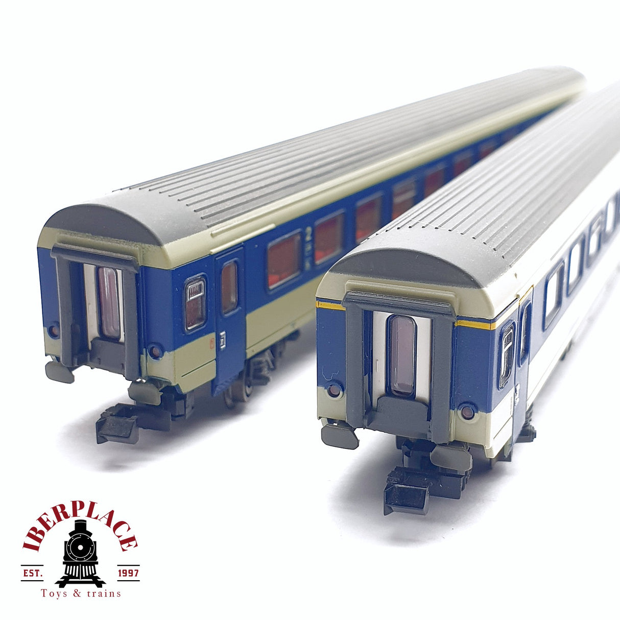 ♻️ 2da mano - Roco 2x 24277/78 vagones pasajero BLS Lötschbergbahn N escala 1:160