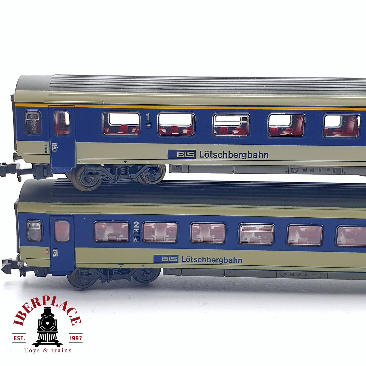 ♻️ 2da mano - Roco 2x 24277/78 vagones pasajero BLS Lötschbergbahn N escala 1:160