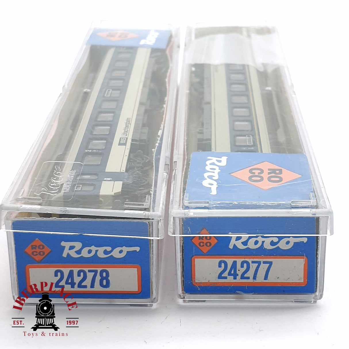 ♻️ 2da mano - Roco 2x 24277/78 vagones pasajero BLS Lötschbergbahn N escala 1:160