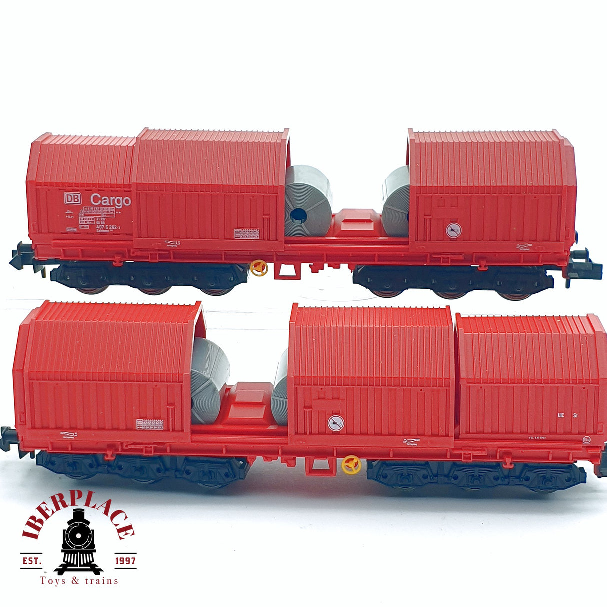 ♻️ 2da mano - Fleischmann 2x 8386K vagones cerrados Cargo DB N escala 1:160