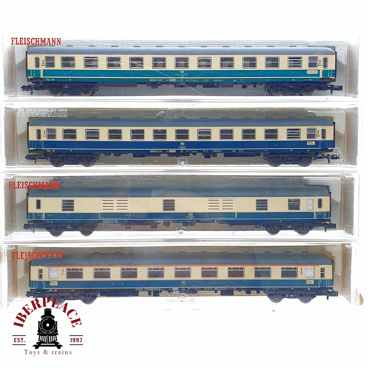 ♻️ 2da mano - Fleischmann 4x 8190/92/93 vagones pasajero y equipaje DB clase 1-2 N escala 1:160