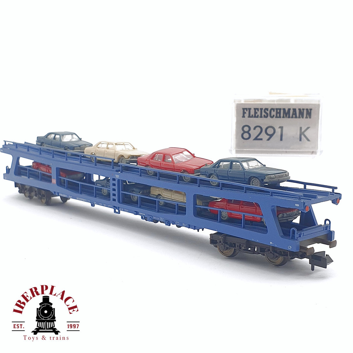 ♻️ 2da mano - Fleischmann 8291K vagón transporte de coches de dos pisos DB N escala 1:160
