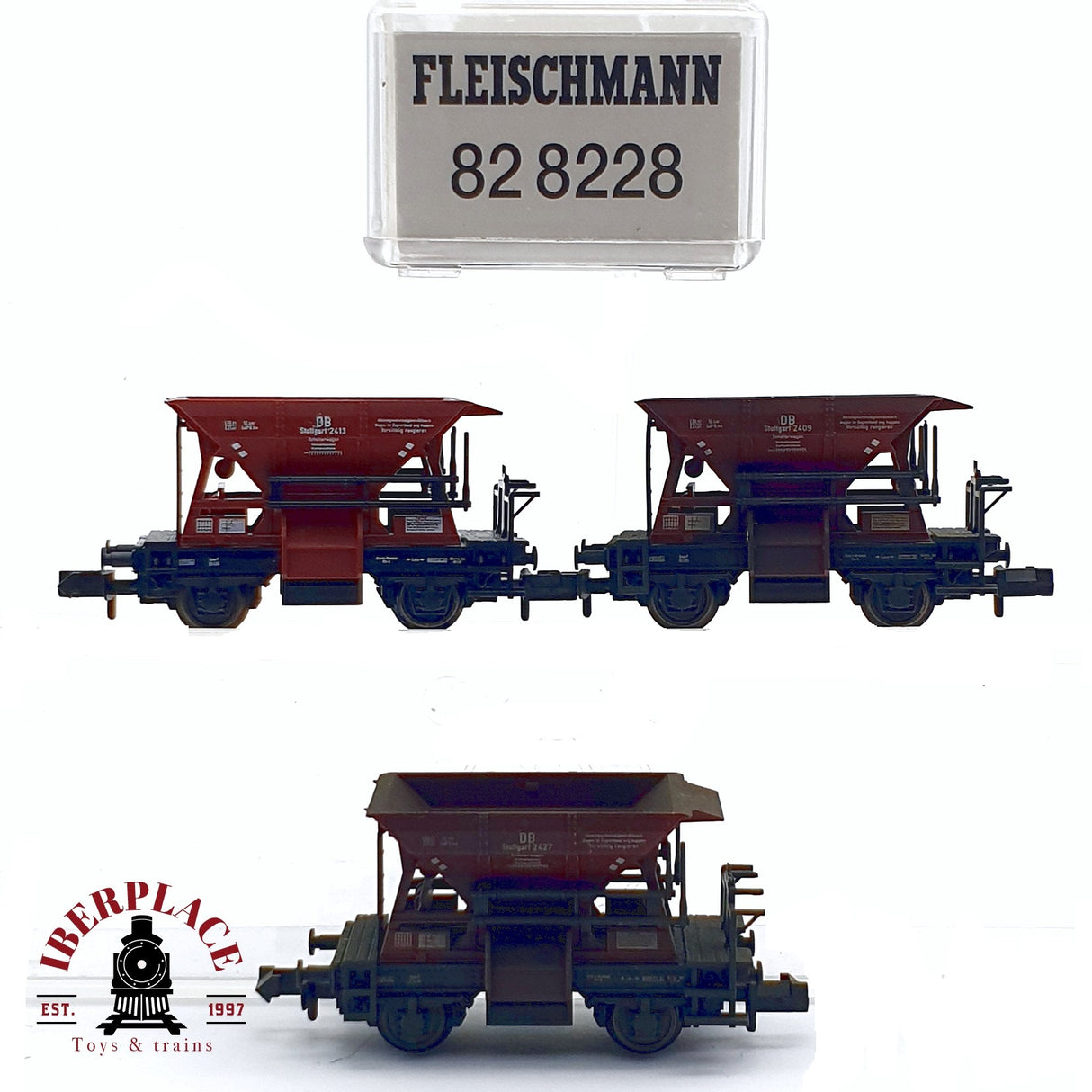 ♻️ 2da mano - Fleischmann 82 8228 vagones tolva DB Stuttgart N escala 1:160