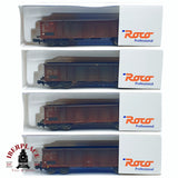 ♻️ 2da mano - Roco 4x 25564/65/66/67 vagones de borde alto DB envejecidos N escala 1:160