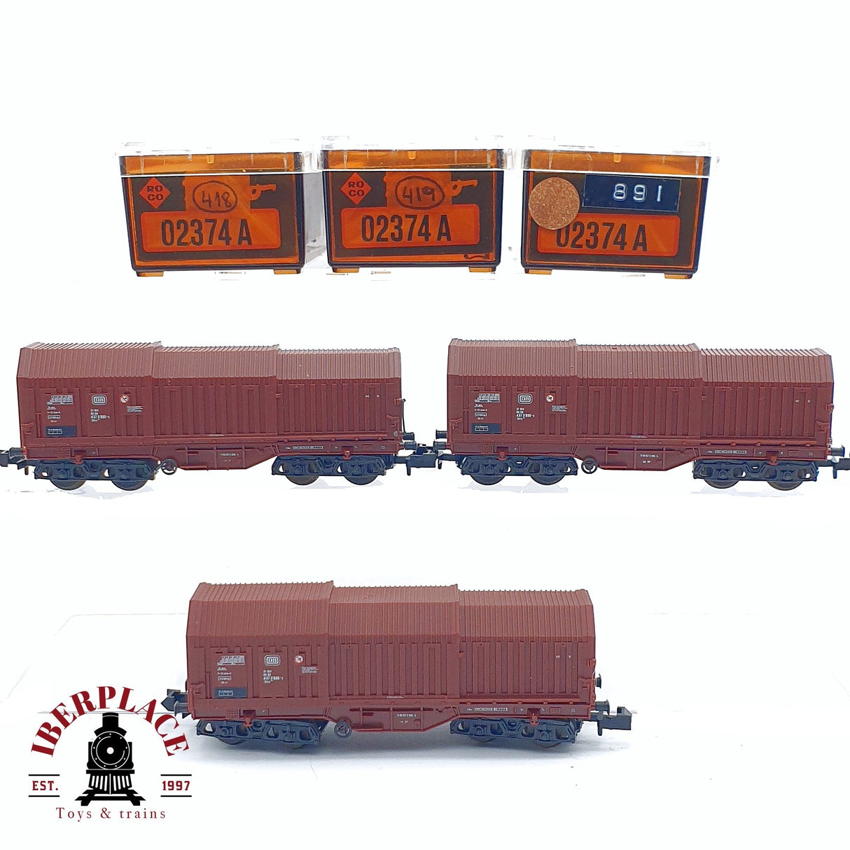 ♻️ 2da mano - Roco 3x 02374A vagones telescópicos DB N escala 1:160