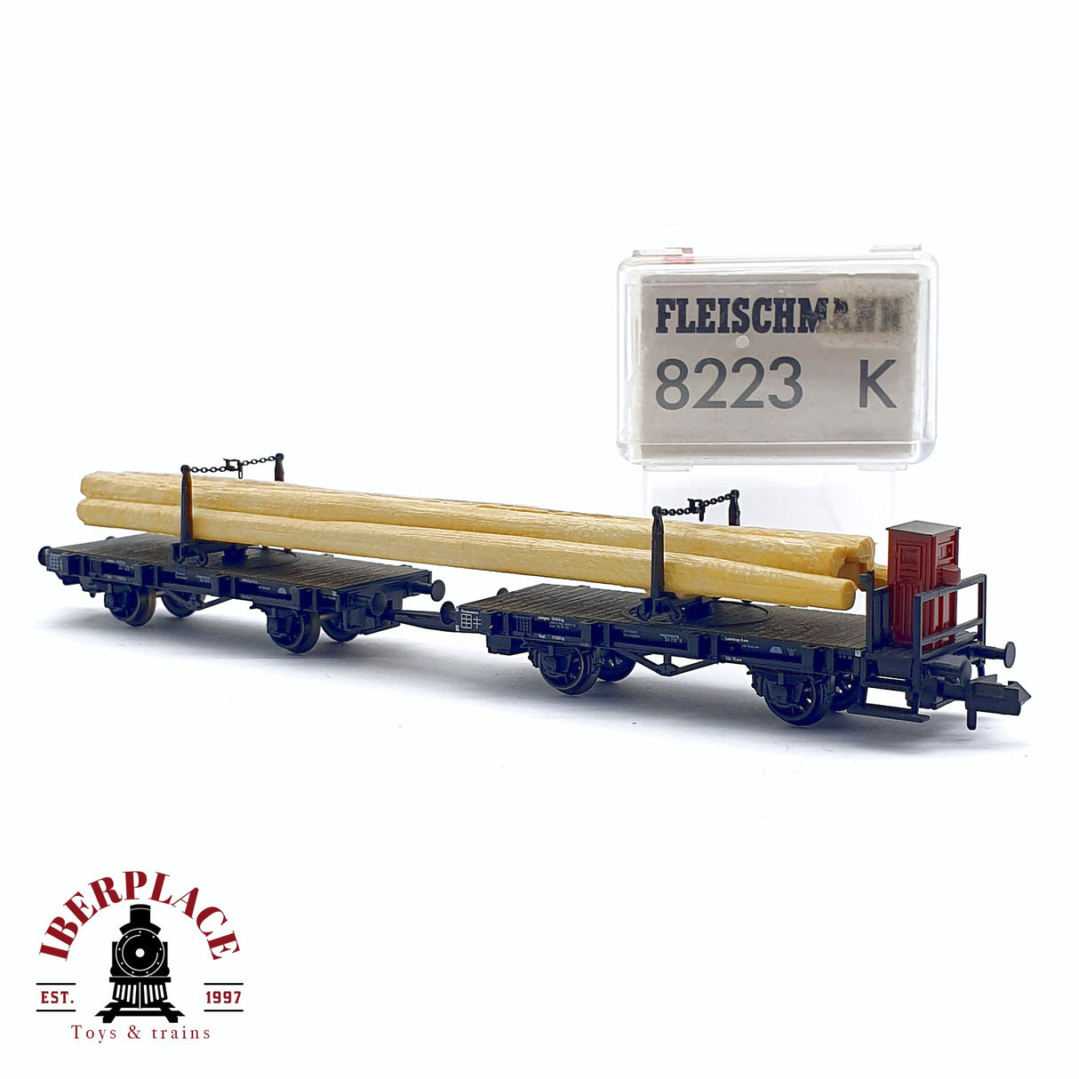 ♻️ 2da mano - Fleischmann 8223K vagón plataforma giratorio con troncos N escala 1:160