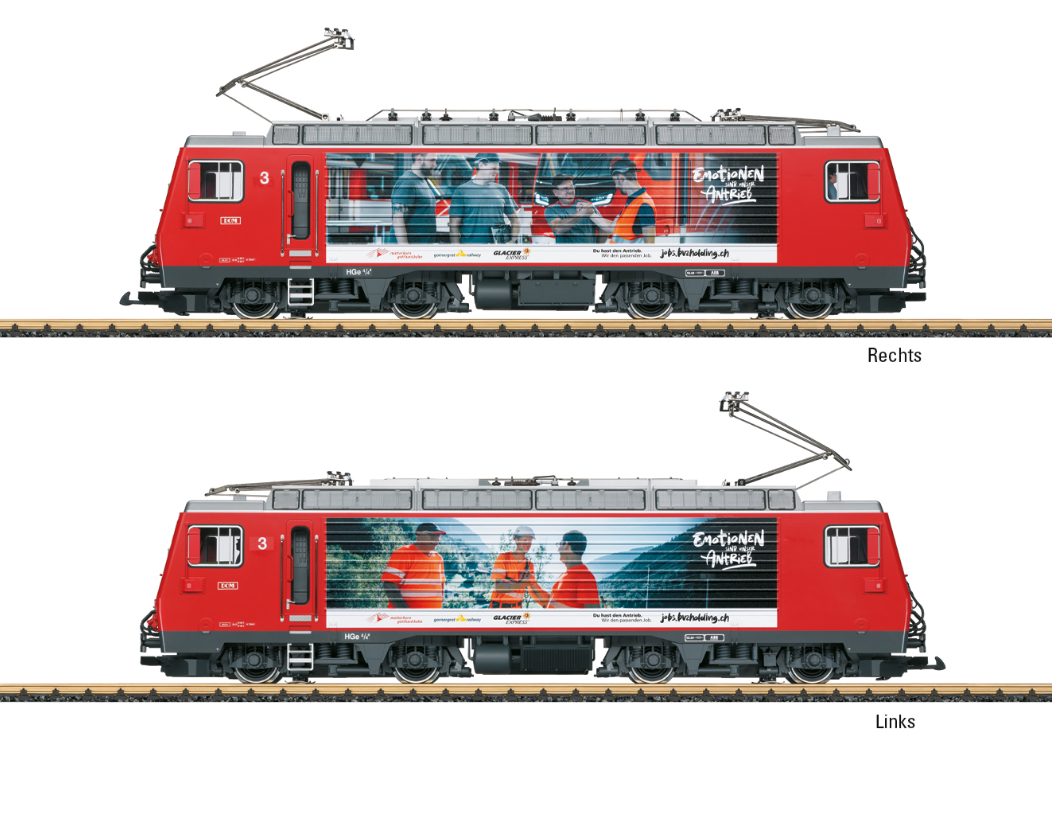 L.G.B 23105 Digital Locomotora eléctrica número 3 «DOM» (HGe 4/4 II) Mitarbeiterwerbung escala G
