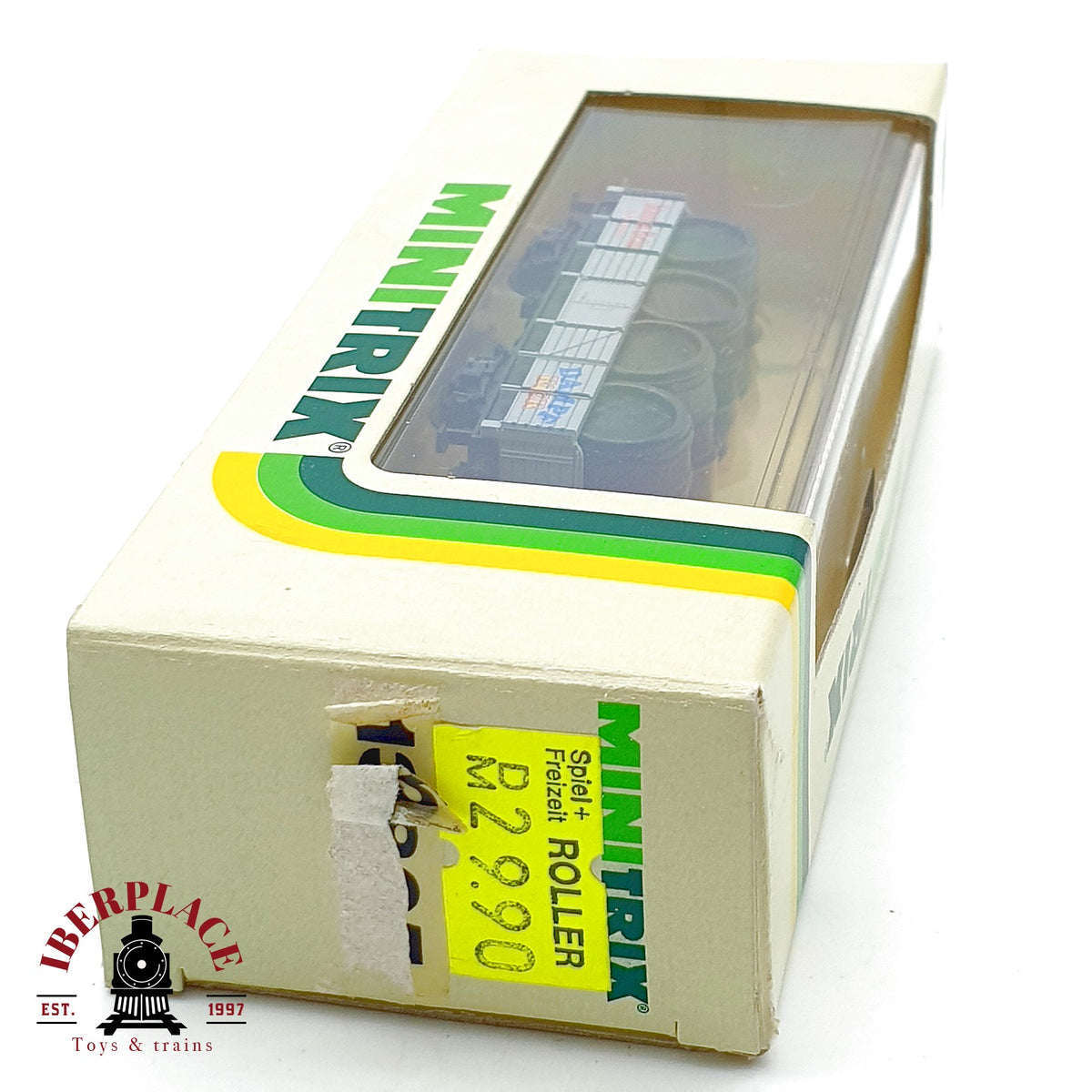 ♻️  Minitrix 13805 Vagon Bordes Altos Carga Toneles Staufen Brau DB Ep III escala N 1:160
