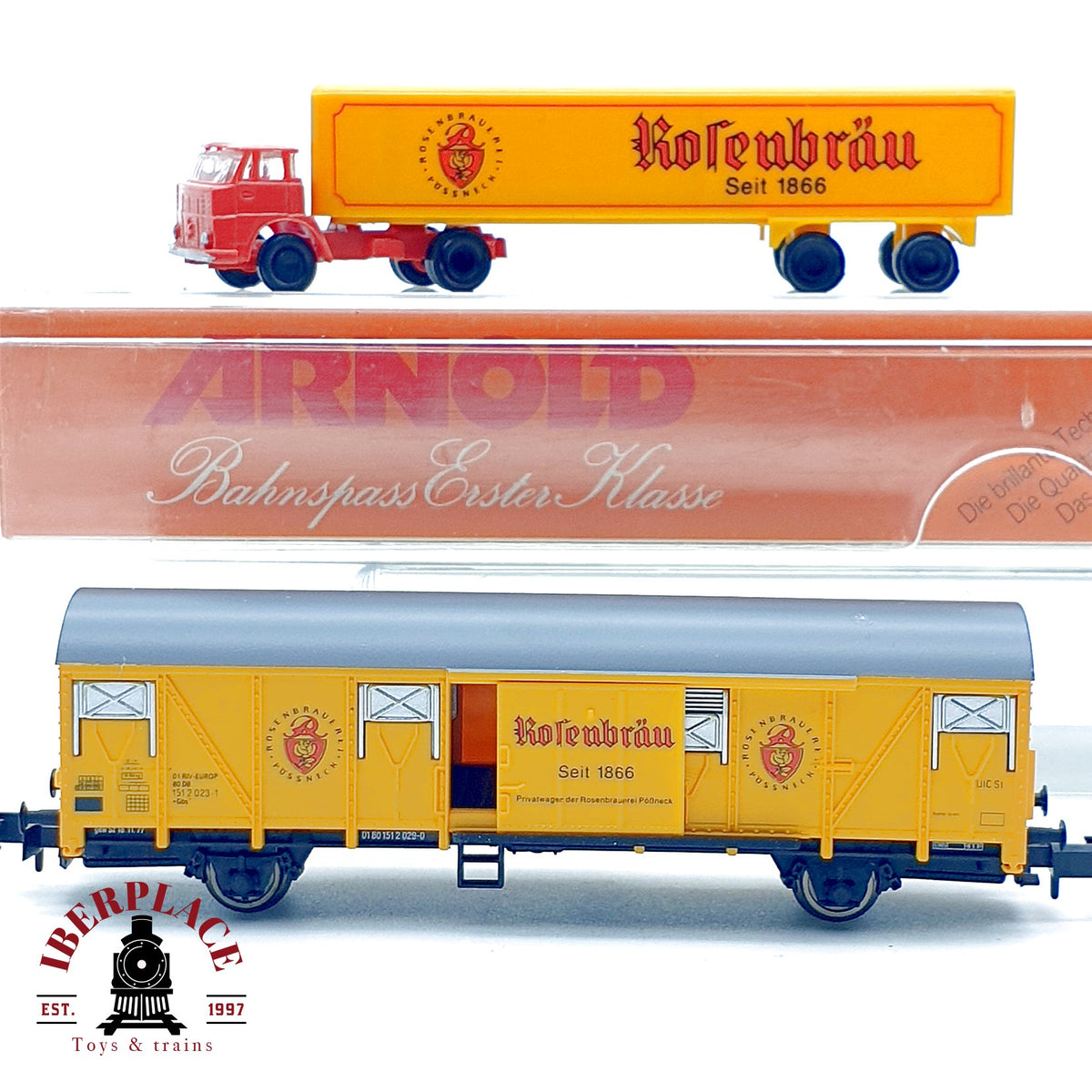 ♻️ Arnold 50-003 Set Vagon Cervezero Rosenbrau y Camion Articulado DB Ep IV escala N 1:160