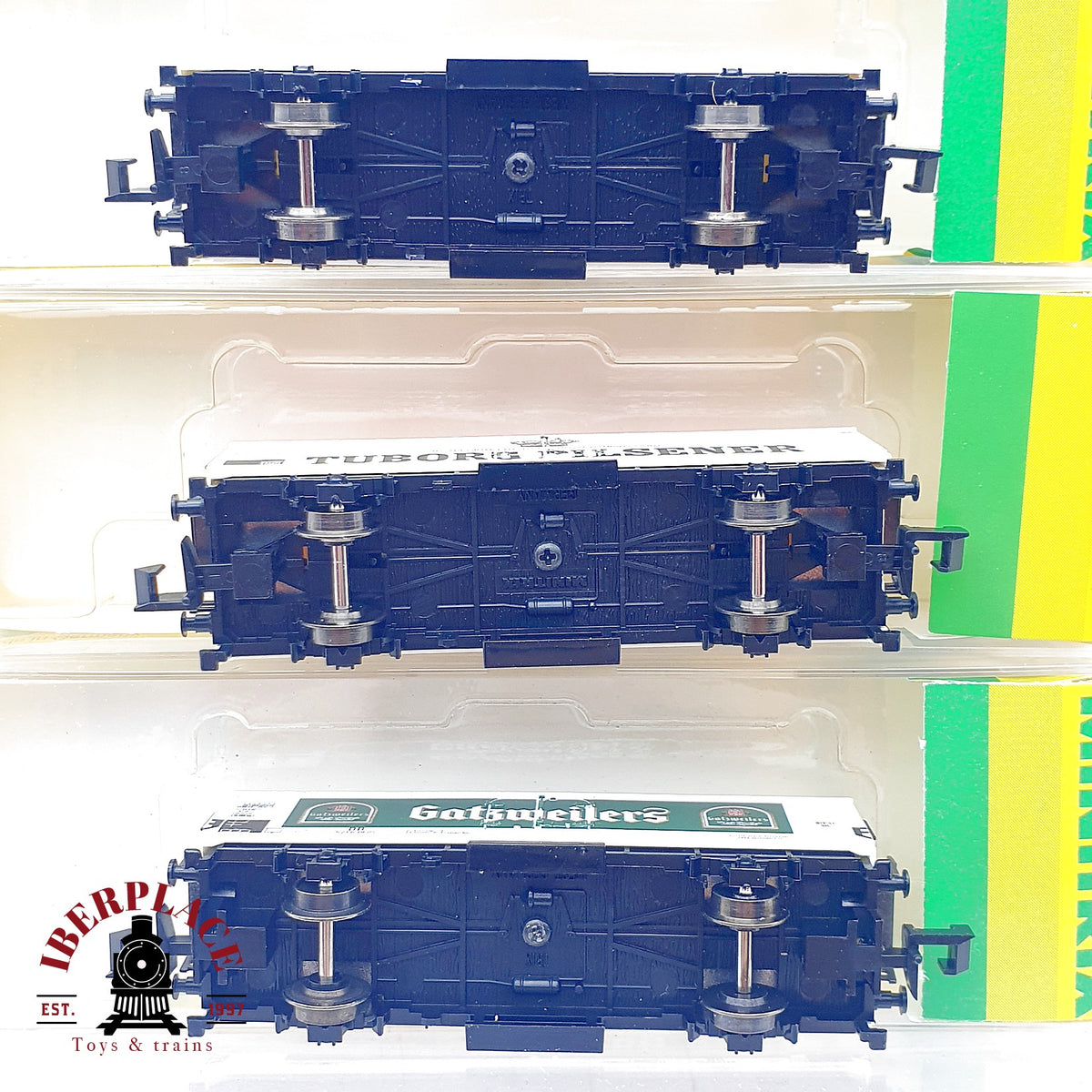 ♻️ Minitrix 3x Vagones Cervezeros Grolsch Tuborg Gatzweilers Ep IV escala N 1:160