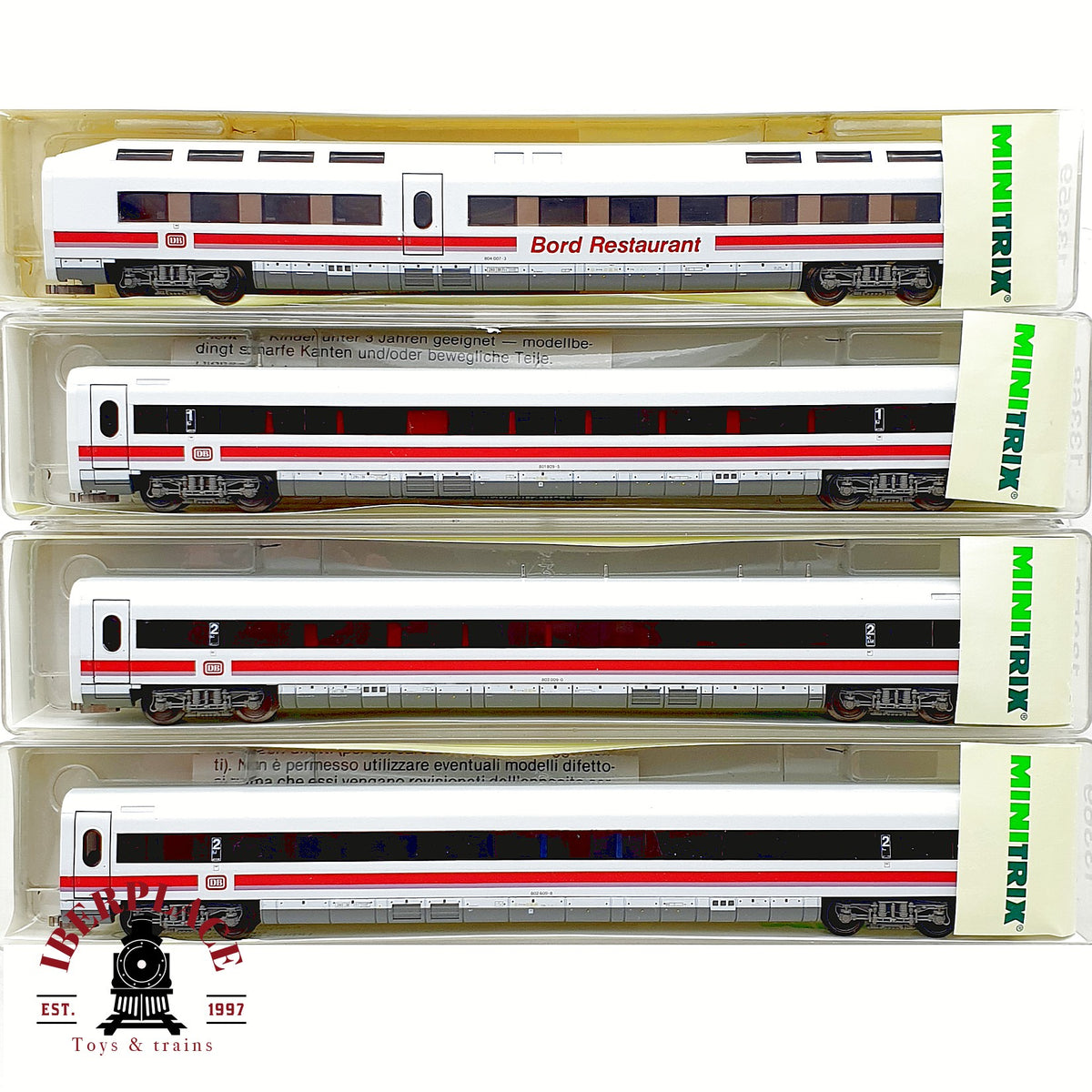 ♻️ Minitrix 13358 13359 13368 13369 Set 4x vagones ICE BordRestaurant DB Ep V N 1:160