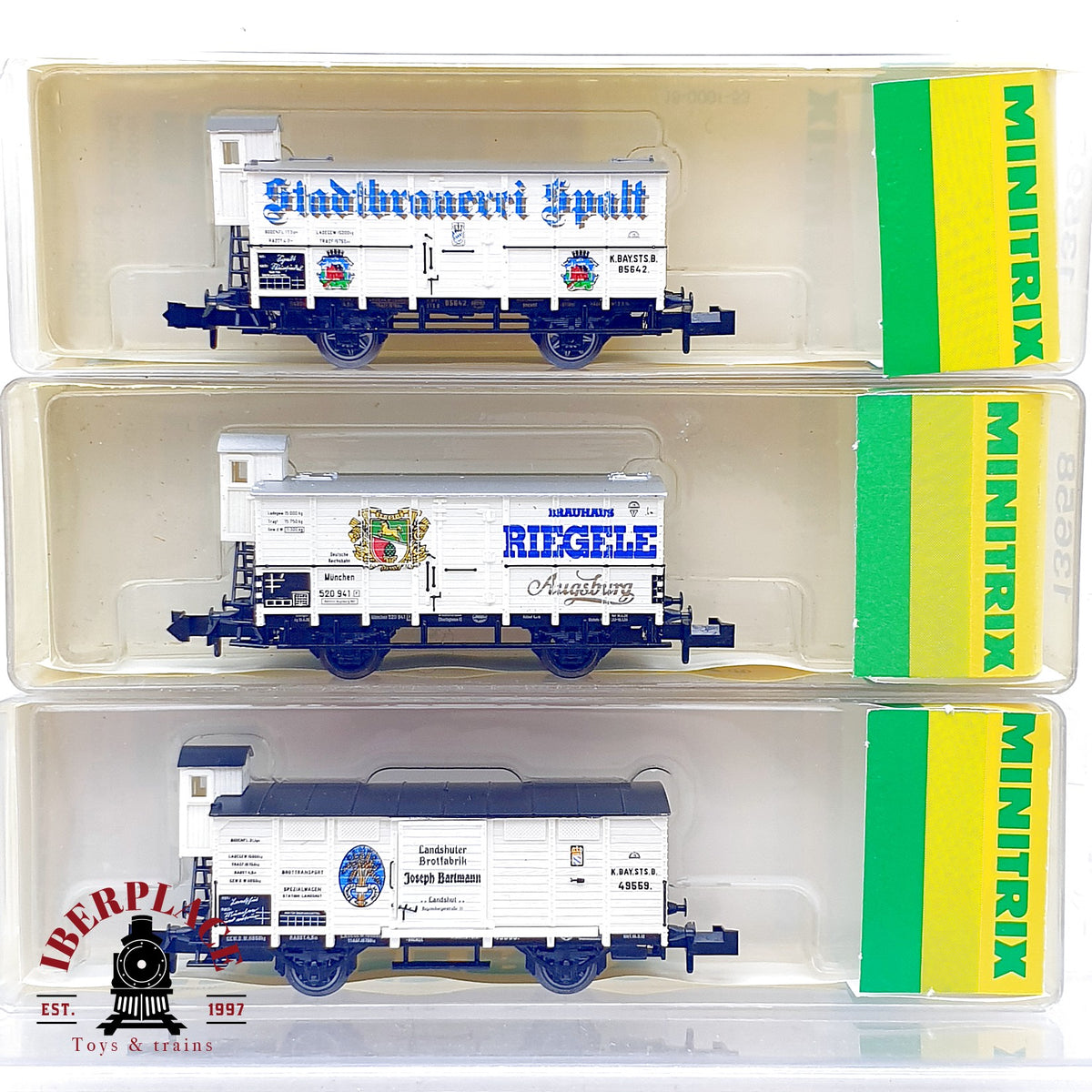 ♻️ Minitrix 3x Vagones Garita Spalt Riegele Landshuter KBayStB Ep I escala N 1:160
