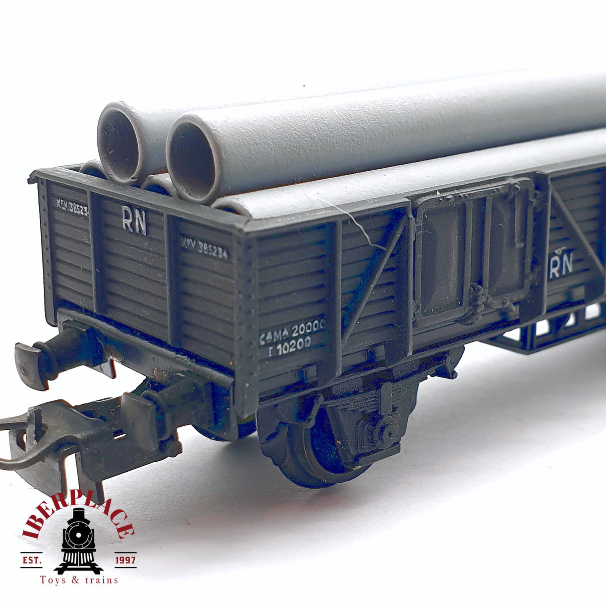 ♻️ 2da mano -  DC Electrotren vagón de bordes altos con tubos de pvc RENFE H0 escala 1:87